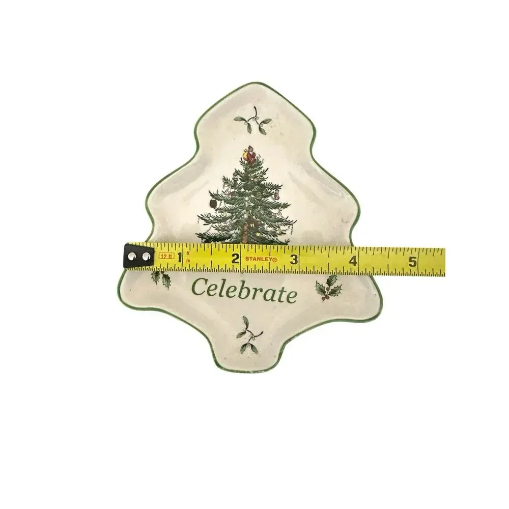 Spode Christmas Tree Shaped Candy Nut Dish Holiday Serving Bowl Spoon Rests New